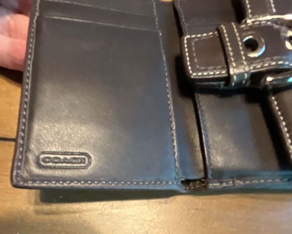 Coach Brown Leather Buckle Bifold Wallet - Picture 4 of 6